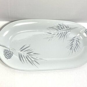 Lenox Alpine Pinecone Hors D'oeuvres Plate, Platter, Serving Tray White & Grey